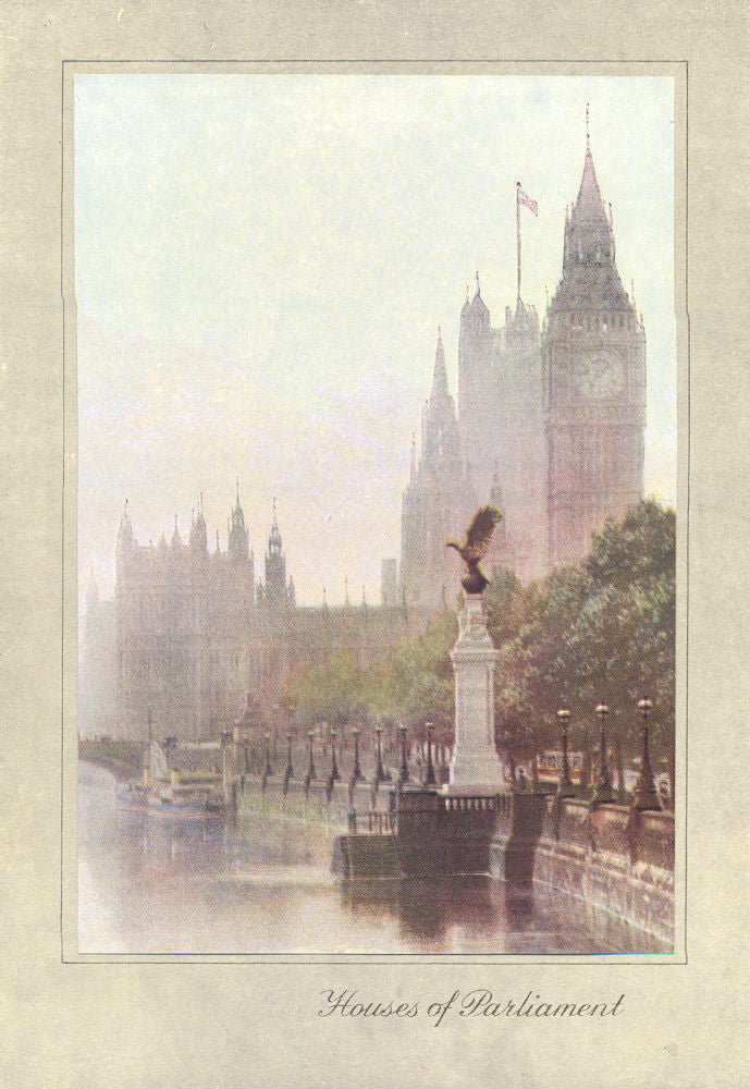 LONDON. Houses of Parliament 1926 old vintage print picture